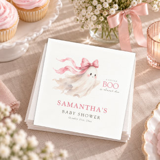 Guardanapo De Papel A Little Boo Pink Bow Halloween Baby Girl Shower