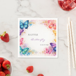 Guardanapo De Papel A Little Butterfly On It’s Way Glitter Baby Shower
