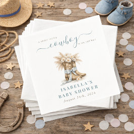 Guardanapo De Papel A little Cowboy Western Boots Blue Coquette Bow 