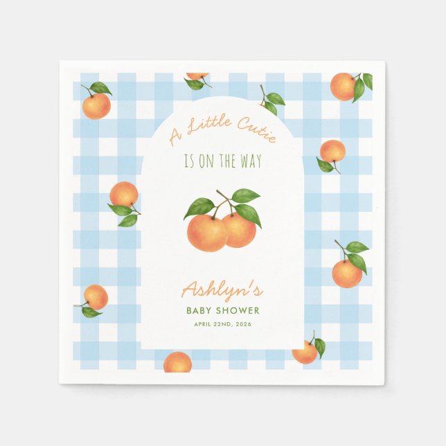 Guardanapo De Papel A Little Cutie Citrus Blue Baby Shower Napkins (Frente)