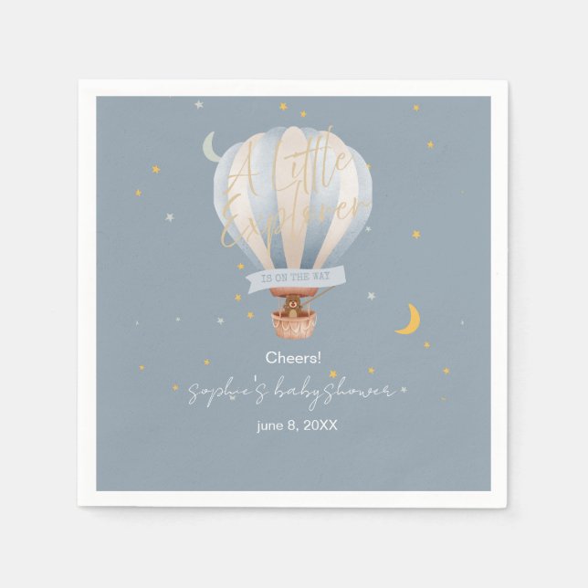 Guardanapo De Papel A Little Explorer Hot Air Balloon  (Frente)