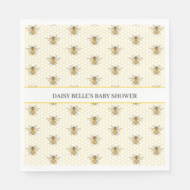 Guardanapo De Papel A little Honey Is On The Way Baby Shower Napkins (Frente)