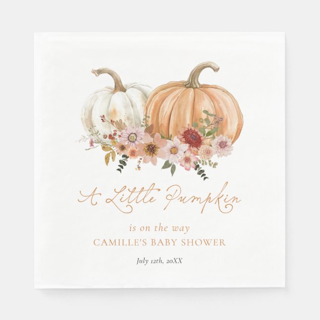 Guardanapo De Papel A Little Pumpkin Boho Floral Baby Shower (Frente)