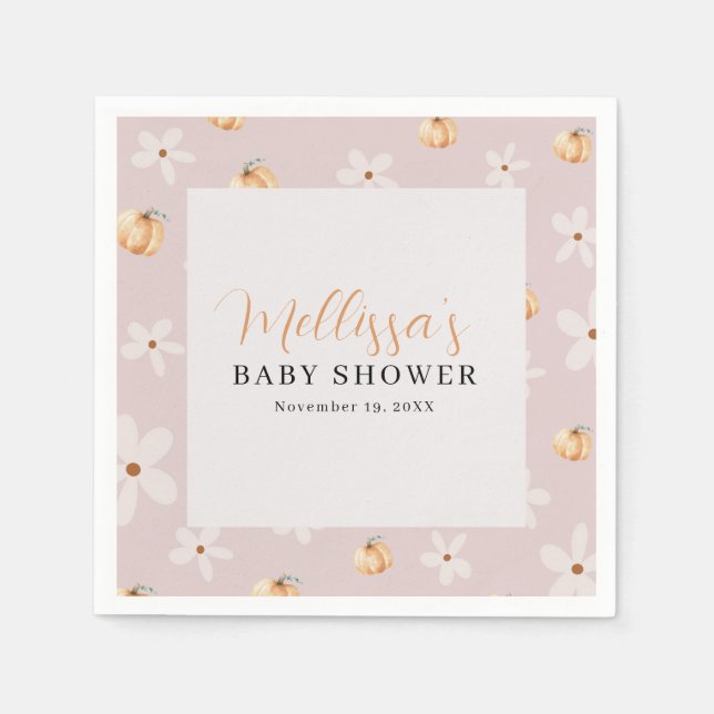 Guardanapo De Papel A Little Pumpkin Is On The Way Fall Baby shower (Frente)