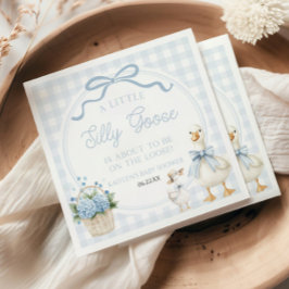 Guardanapo De Papel A Little Silly Goose Blue Floral Bow Baby Shower