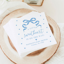 Guardanapo De Papel A Little Sweetheart Blue Bow Baby Shower