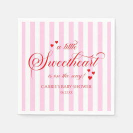 Guardanapo De Papel A Little Sweetheart Pink Red Hearts Baby Shower
