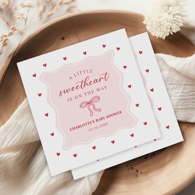 Guardanapo De Papel A Little Sweetheart Valentine Bow Baby Shower (Criador carregado)