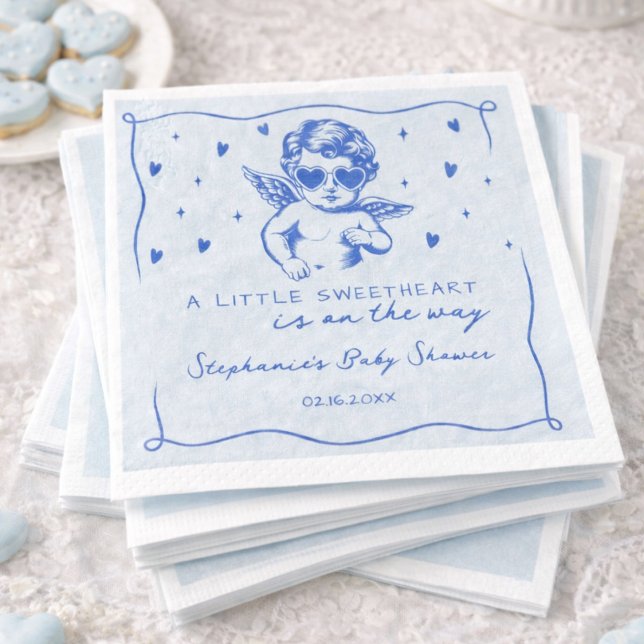 Guardanapo De Papel A Little Sweetheart Valentines Boy Baby Shower (Criador carregado)