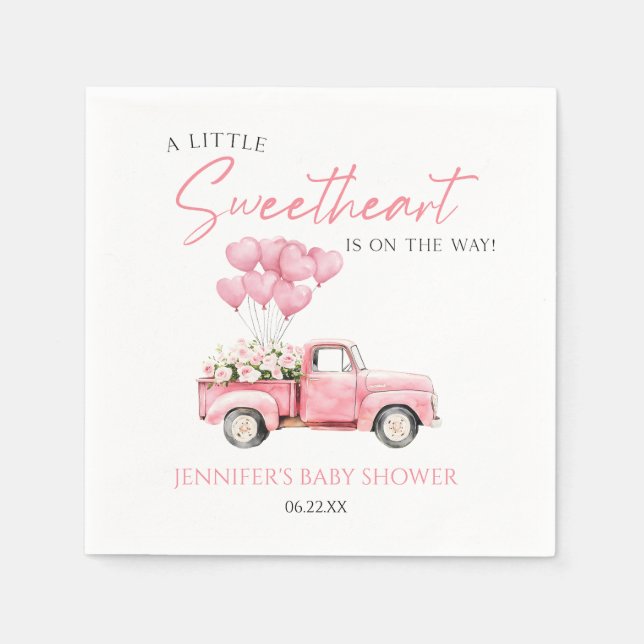 Guardanapo De Papel A Little Sweetheart Valentine's Day Baby Shower (Frente)