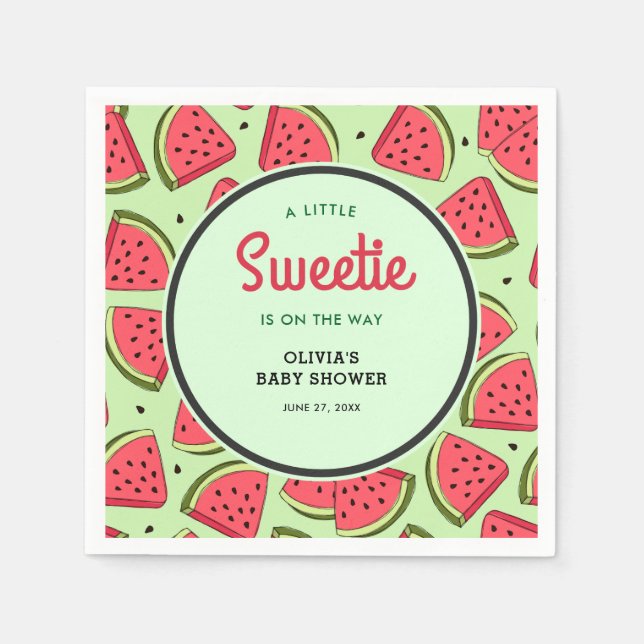 Guardanapo De Papel A Little Sweetie Summer Watermelon Baby Shower  (Frente)