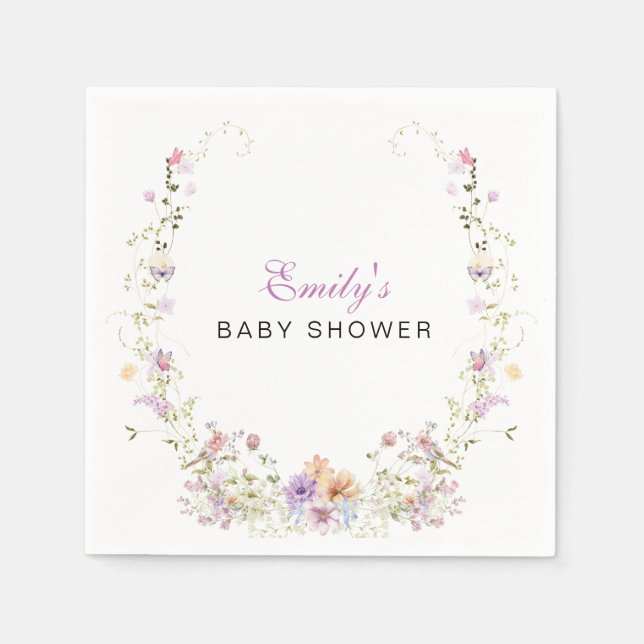Guardanapo De Papel A Little Wildflower Baby Shower  (Frente)