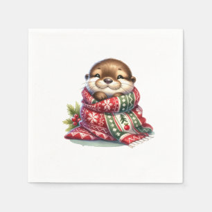 Guardanapo De Papel A lona de Natal em um Scarf
