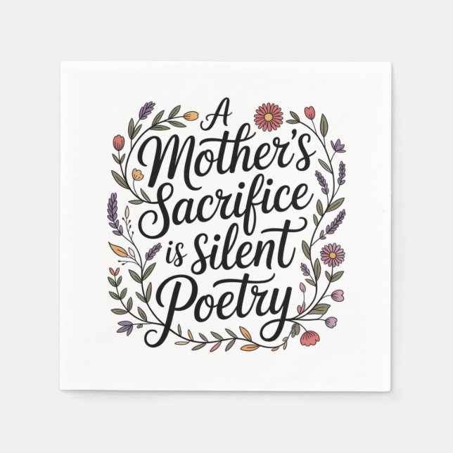 Guardanapo De Papel A Mother's Sacrifice Is Silent Poetry (Frente)