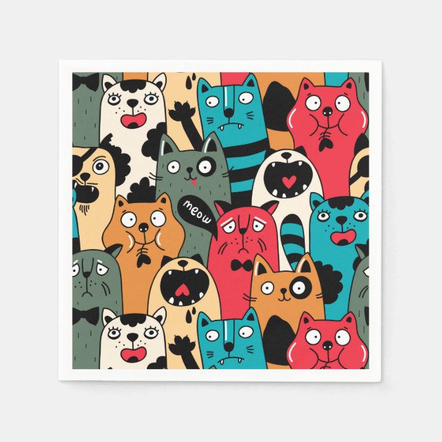 Guardanapo De Papel A multidão de gatos (Frente)