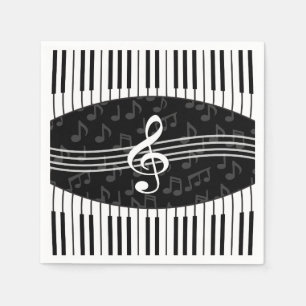 Guardanapo De Papel A música à moda nota chaves do Clef e do piano d