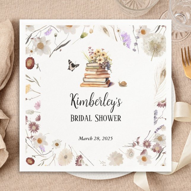 Guardanapo De Papel A New Chapter Baby Shower Storybook Wildflower (Criador carregado)