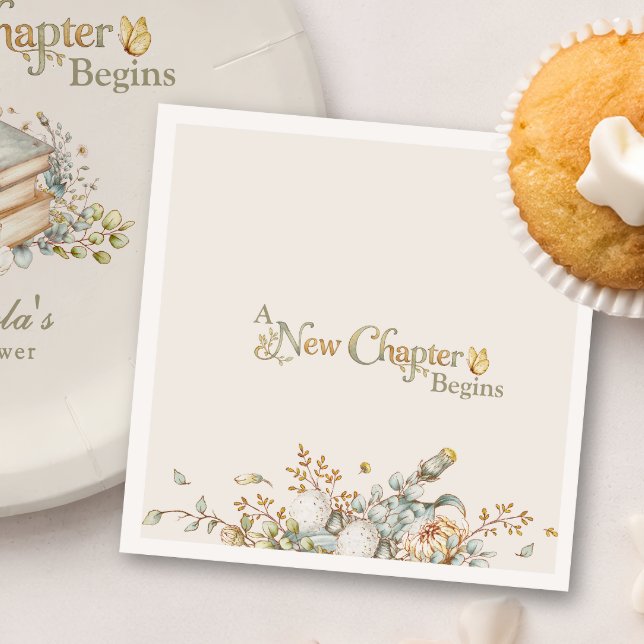 Guardanapo De Papel A New Chapter Begins Rustic Botanicals Baby Shower (Criador carregado)