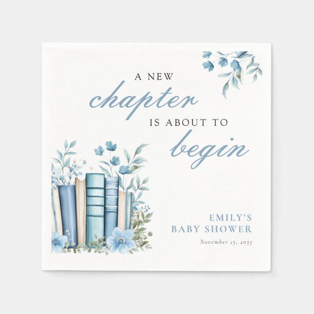 Guardanapo De Papel A New Chapter Blue Baby Shower (Frente)