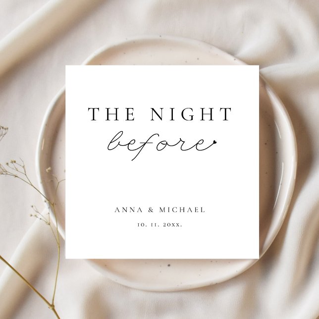 Guardanapo De Papel A Noite Antes do Janta Moderno do Ensaio De Casame (the night before custom rehearsal dinner napkins modern elegant minimalist script)