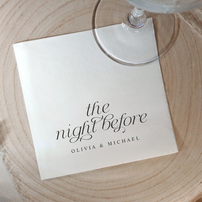 Guardanapo De Papel A Noite Antes do Janto de ensaio moderno (Rehearsal dinner napkins - modern, simple, elegant and sophisticated the night before napkins)