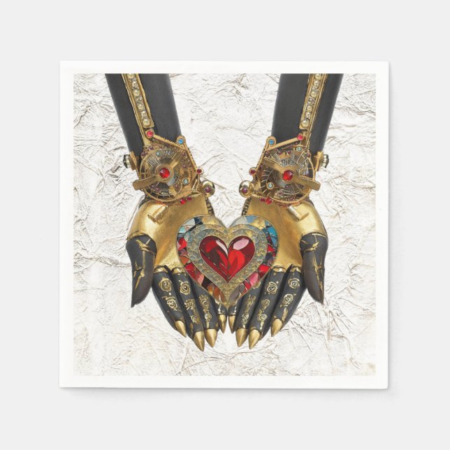 Guardanapo De Papel A oferta - Coração nas Mãos (Frente)