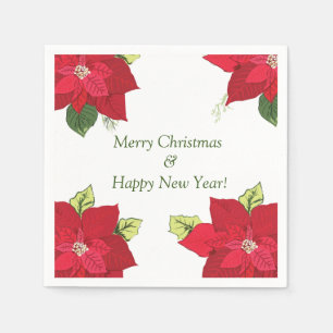 Guardanapo De Papel A poinsétia bonita floresce o Natal feito sob