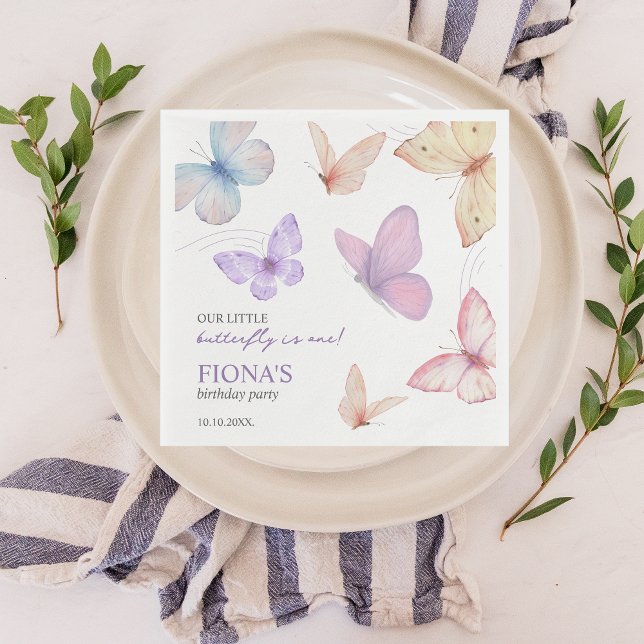 Guardanapo De Papel A primeiro aniversario da moça da nossa borboleta  (Our little butterfly 1st birthday napkin)