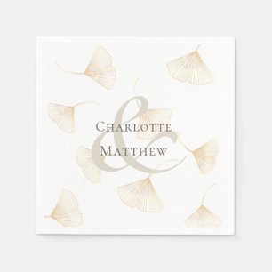 Guardanapo De Papel A queda Dourada do Ginkgo deixa os Napkins casados