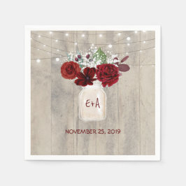 Guardanapo De Papel A respiração do bebê e o borgonha Floral Mason Jar