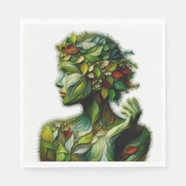 Guardanapo De Papel A Senhora Verde - Fundo Branco