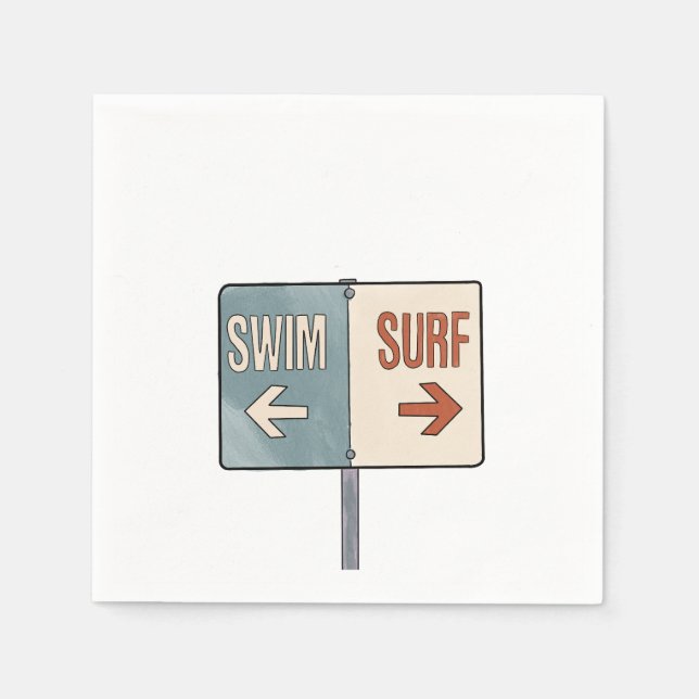 Guardanapo De Papel A surfar em guardanapos. Casamento de Malibu (Frente)