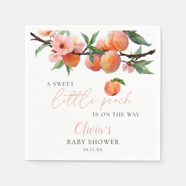 Guardanapo De Papel A Sweet Little Peach Baby Shower (Frente)