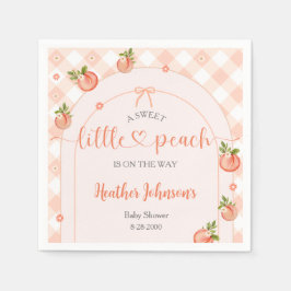 Guardanapo De Papel A Sweet Little Peach Gingham Baby Shower