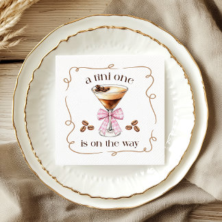 Guardanapo De Papel A Tini One Espresso Martini Pink Bow Baby Shower