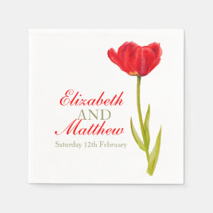 Guardanapo De Papel A única arte vermelha Wedding da tulipa nomeou o