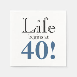 Guardanapo De Papel A vida começa a 40 slate blue e black legal retro