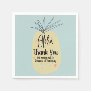 Guardanapo De Papel Abacaxi Aniversário Tropical Verão Aloha Obrigado