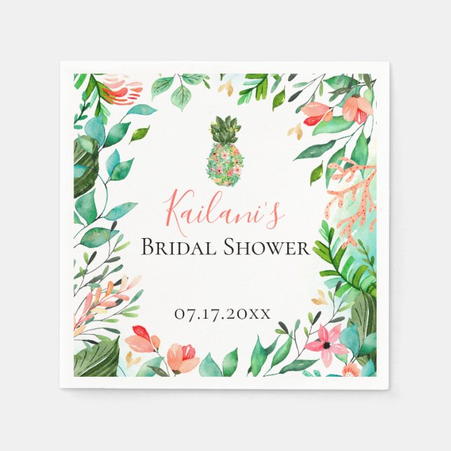 Guardanapo De Papel Abacaxi de Ilha Botânica Personalizado (Frente)
