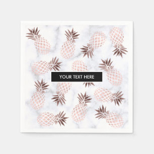 Guardanapo De Papel abacaxi rosa de ouro branco elegante e moderno