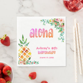 Guardanapo De Papel Abacaxi Tropical Aloha Qualquer Idade Aniversário