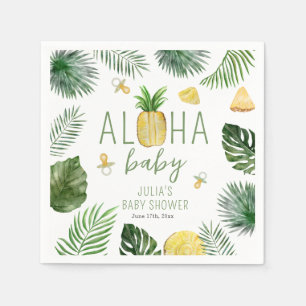 Guardanapo De Papel Abacaxis & Pacificadores Aloha Chá de fraldas Verd