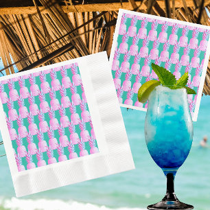 Guardanapo De Papel Abacaxis Rosa Caribenho Azul