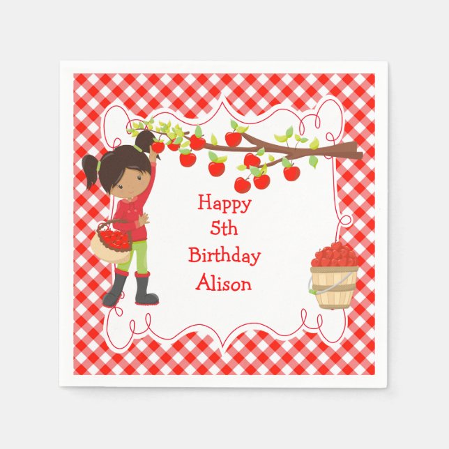 Guardanapo De Papel Abaixo Autumn Apple Picando Afro-Americano (Frente)