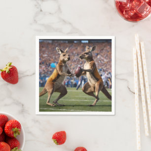 Guardanapo De Papel "Abaixo Em Ação: Kangaroos Jogando Regras Aussie
