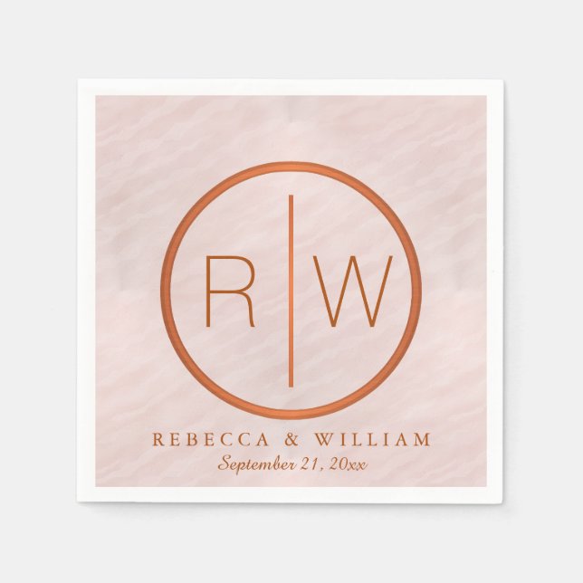 Guardanapo De Papel Abastecimento de Casamento com Monograma, Cor-de-Á (Frente)