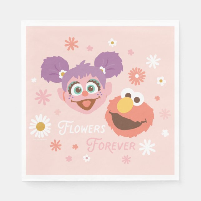 Guardanapo De Papel Abby Cadabby & Elmo | Flores para sempre (Frente)