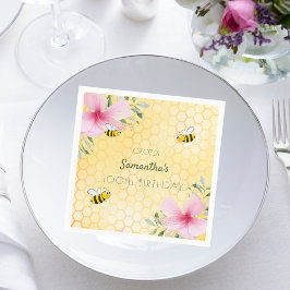 Guardanapo De Papel Abeja mel floral amarelo de 100º aniversário