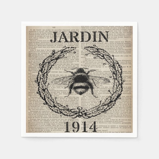 Guardanapo De Papel abelha botânica moderna francesa (Frente)