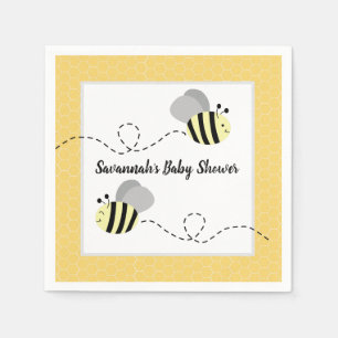 Guardanapo De Papel Abelha Bumble Bee Cinza Amarelo Personalizada